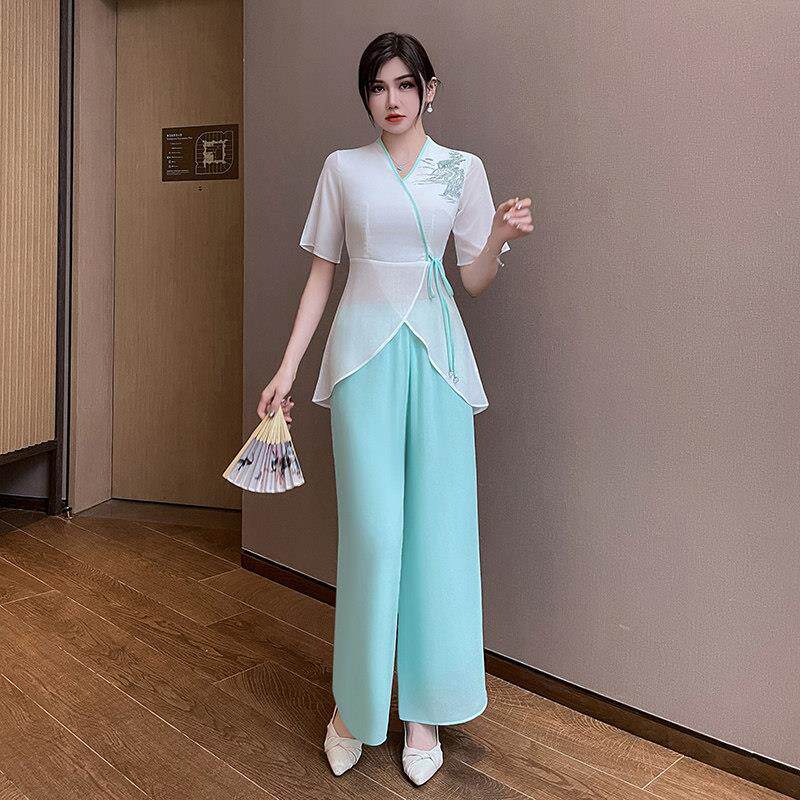 2025新款足疗技师工作服女高端气质足浴会所显瘦遮肚长裤套装
