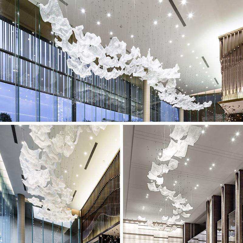 工程灯售楼部沙盘水晶编网灯酒店大堂吊灯宾馆大厅玻璃创意吸顶灯