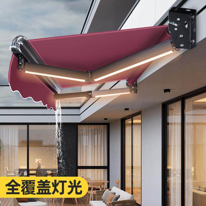 遮阳防雨棚折叠伸收缩式手摇电动篷阳露台户外门面屋檐家用伞蓬布