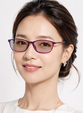 纯水晶眼镜女款感光变色石头镜防辐射紫外线 线天然太阳眼镜太阳