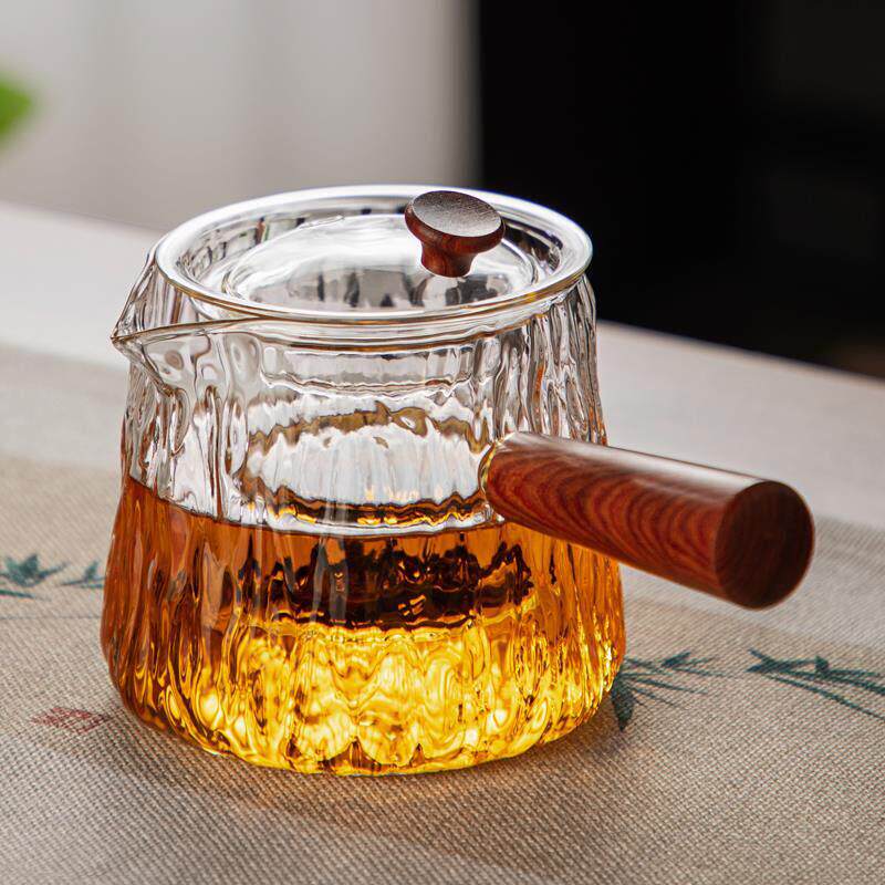 中式底蕴手工精制玻璃茶壶煮茶壶侧把壶耐高温泡茶壶电陶炉烧水壶