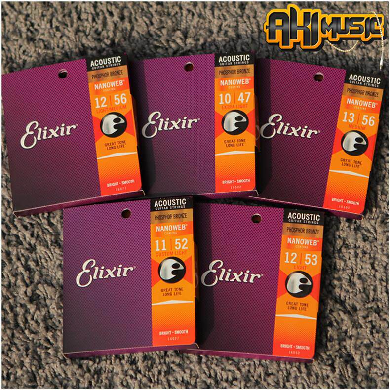 Elixir 16052 16027 Elix弦民谣吉他防锈涂层涂层弦