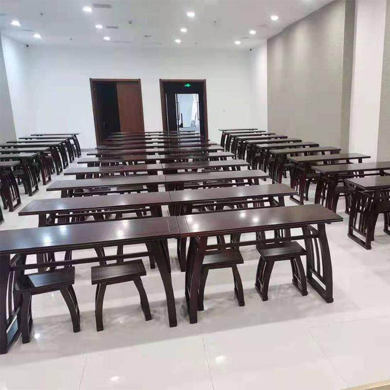 供应实木国桌书法书画学双人学习桌马式鞍桌中多种学桌生桌榆木书