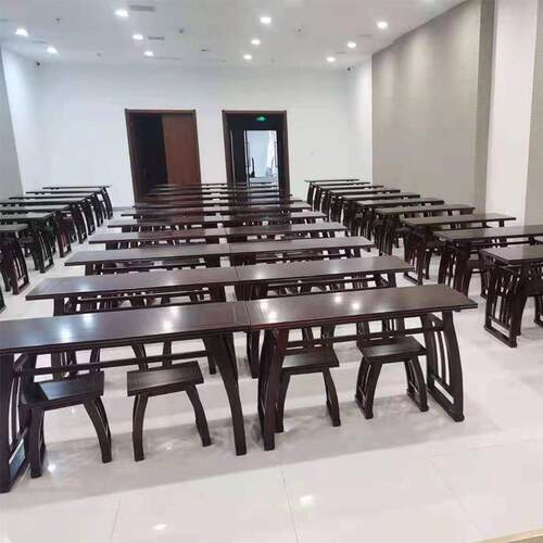 供应实木国学桌书法书画桌双人学习桌马鞍桌中式学生桌榆木书桌