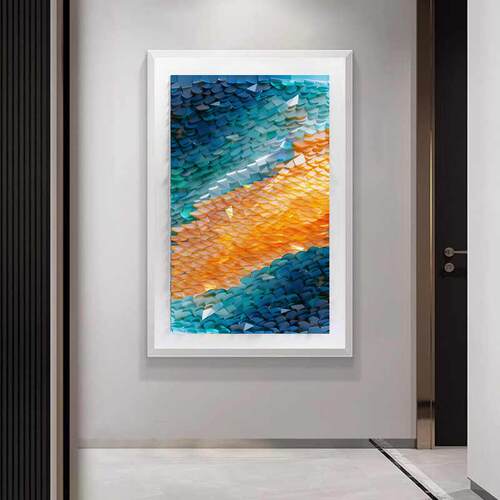 意式极简玄关装饰画正对门高级感客厅挂画肌理感酒店民宿餐厅壁画