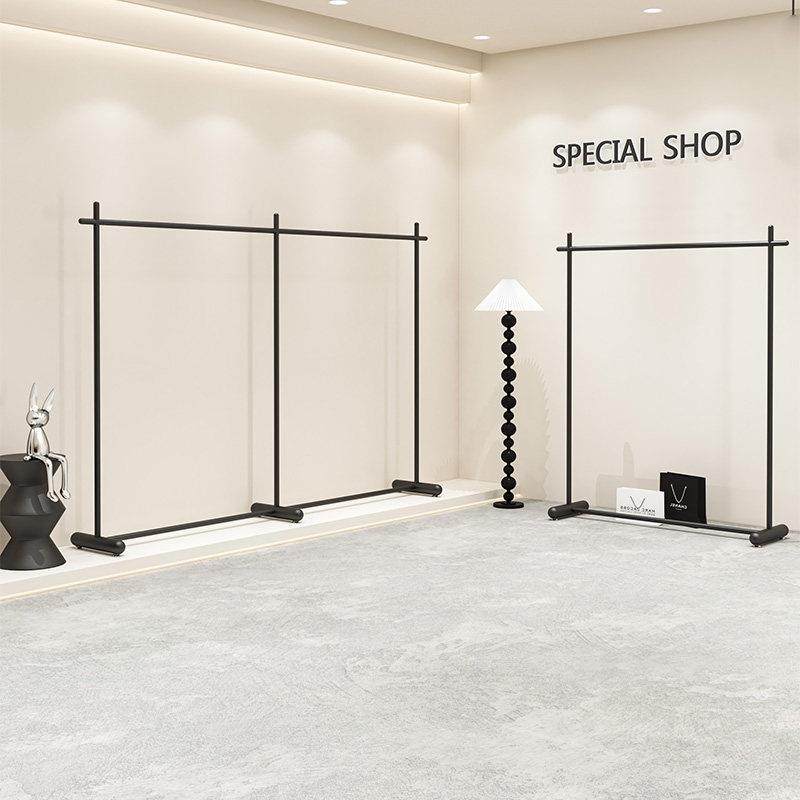 服装店展示架落地式上墙架挂衣架简约黑色中岛陈列架女装店货架子
