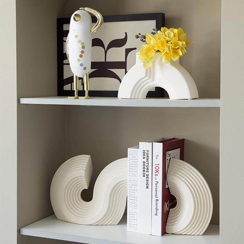 法式波浪纹陶瓷书档 花瓶组合客厅艺术摆件奶油风高品质装饰批发,特色手工艺,其他特色工艺品,淘宝优惠券,粉丝福利购,淘宝优惠卷