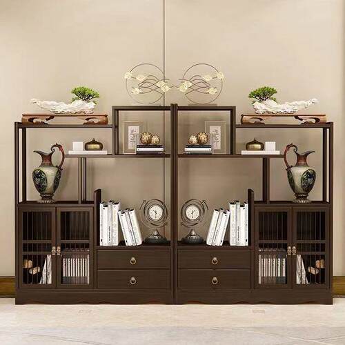 新中式博古架中国风客厅书房置物架隔断多层落地古风简约现代书架