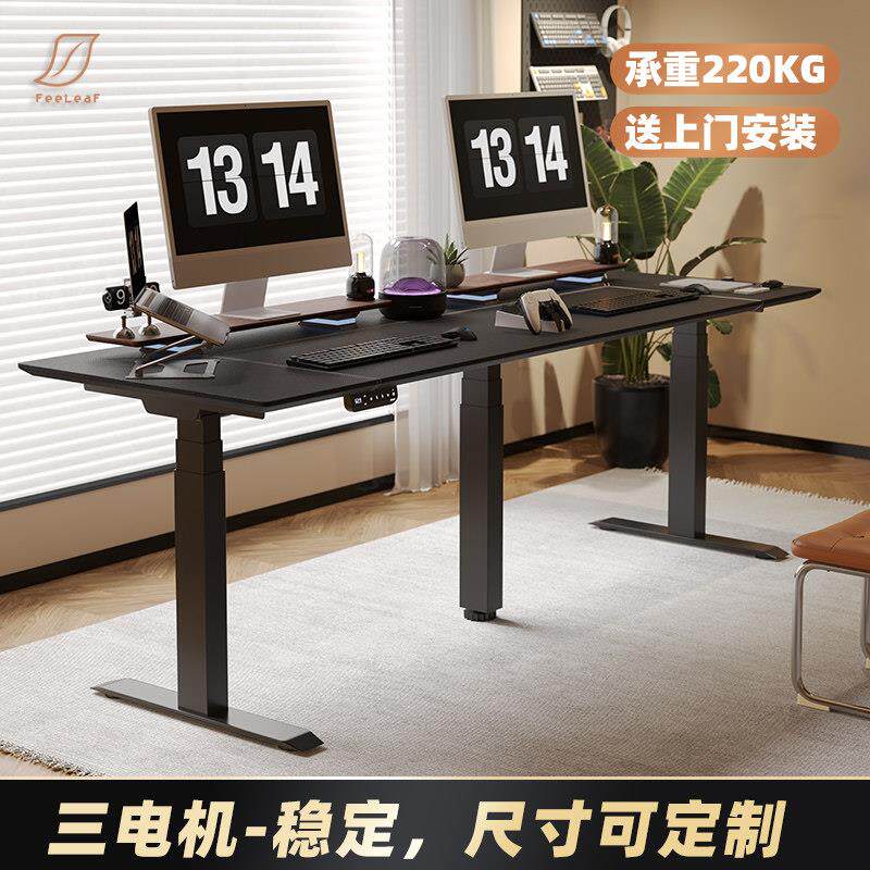 3f三电机双人升降桌长书桌电动升降桌腿支架家用电竞电脑桌定制