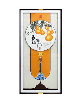 端苏绣刺绣挂画入户玄关装饰画级感抽象墙画过道走廊尽头壁画
