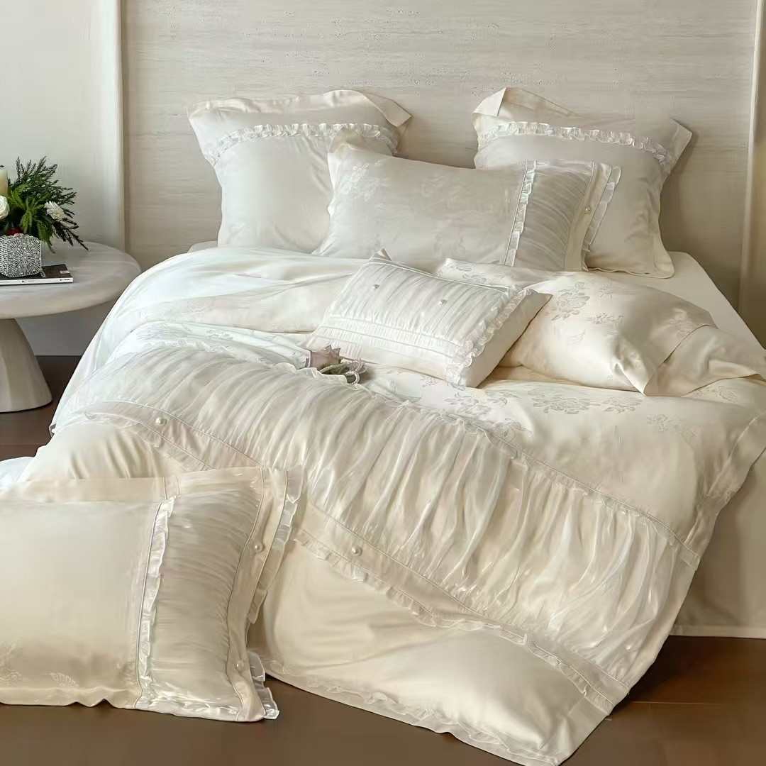 |丝棉天公主肤法式轻透气提花被套亲girlish四高级床上用品奢件套