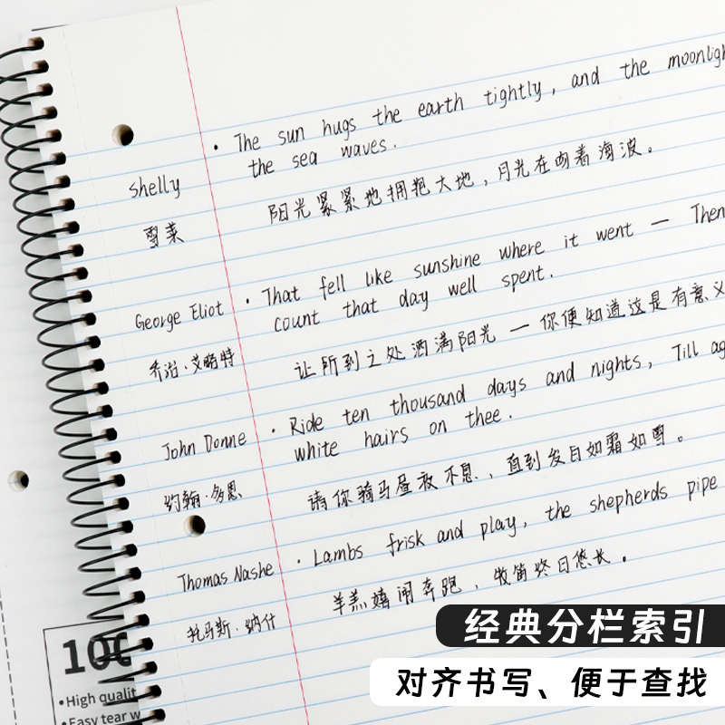 BRUNT主力美式三孔线圈本A4笔记本加厚进口原纸100张带撕裂线可撕