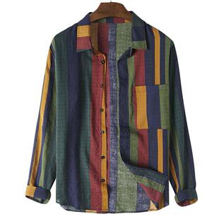 Shirt Stripe Vilntage Blouse Lon0g eSeve MeFLSn 202