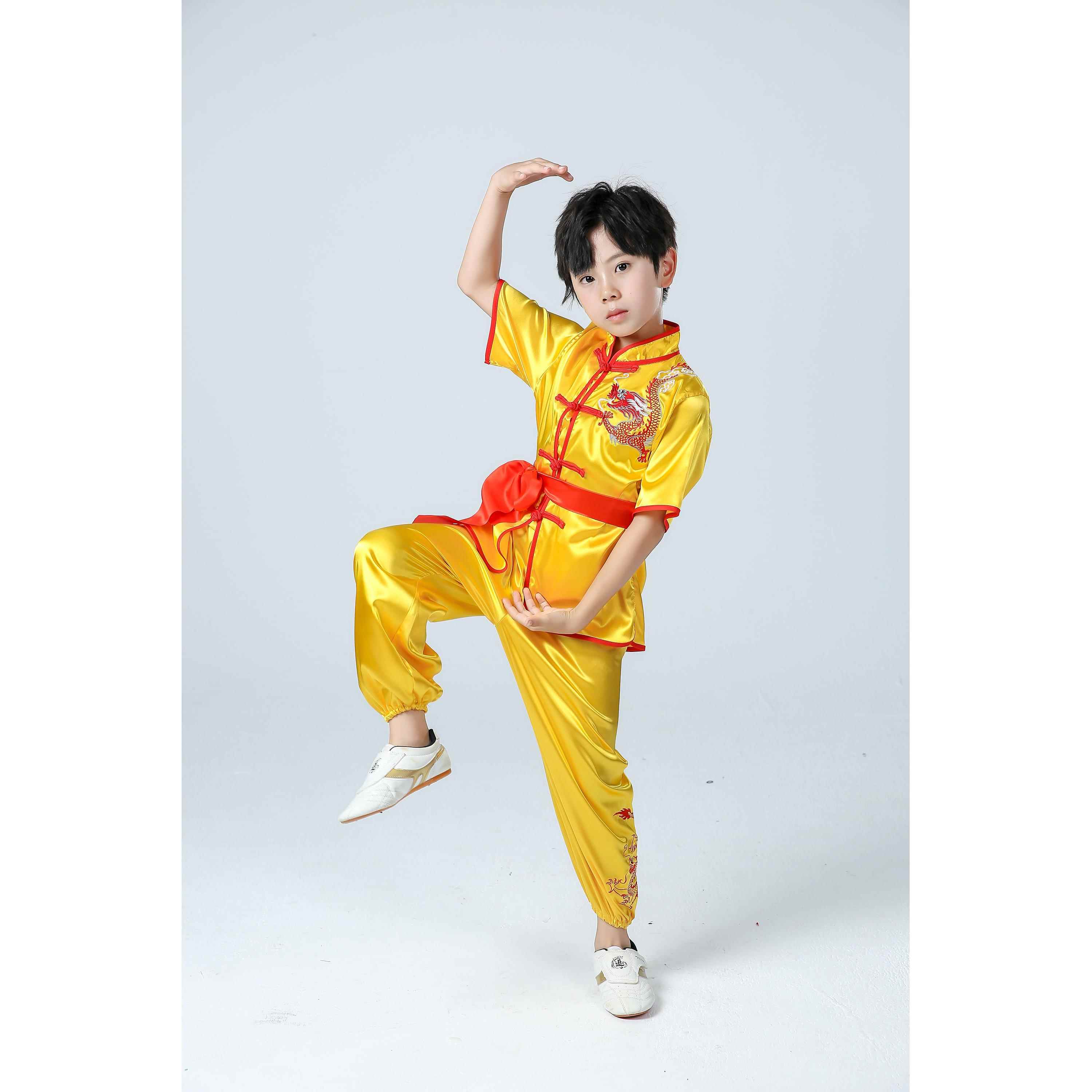 正品童武术练功服太极训练演服秋季幼儿服装中小学武术冬刺出绣衣