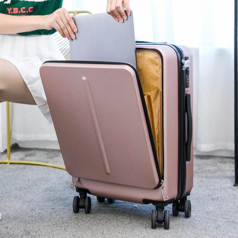 新款前置开口拉杆箱女旅行箱寸男士商务登机箱行李箱万向轮