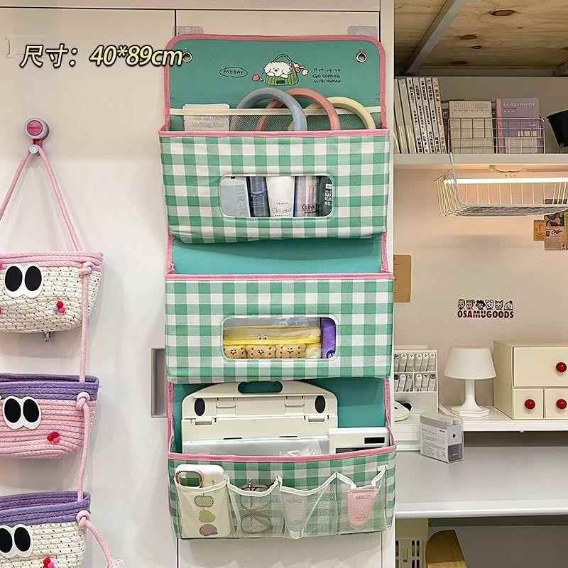 布艺多功能收纳挂袋门后墙上家用寝室衣柜床头多层杂物生活用品储