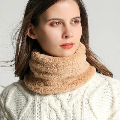 Faux plush unlimited scarf solid color soft neck leggings cu