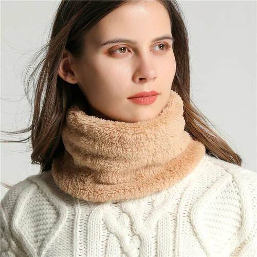 Faux plush unlimited scarf solid color soft neck leggings cu