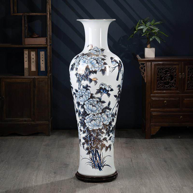 轻奢高端描金陶瓷大花瓶景德镇客厅酒店别墅开 业落地摆件乔迁送
