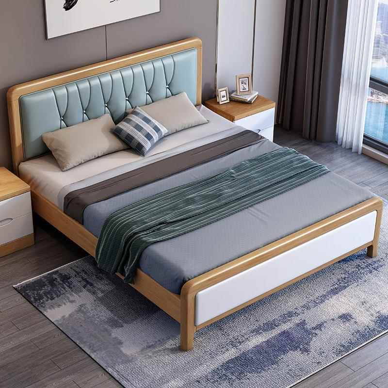 木床1.5米双213#床人抽屉储气压卧高箱1.8榉木软靠现实代室婚床物