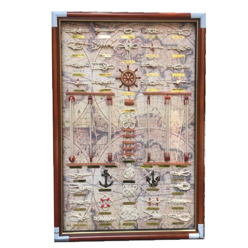 木质工艺地中海挂墙式海洋相框水手绳结海洋挂画帆船壁画厂家直销