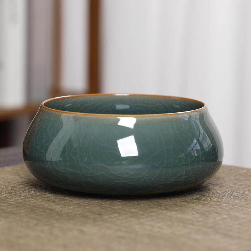 哥窑冰心茶洗可养开片陶瓷杯洗功夫茶具零配茶艺茶道多用果盆中式