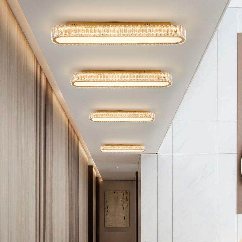 现代轻奢走道灯简约大气走廊阳台入户玄关长条水晶吸顶灯2025新款