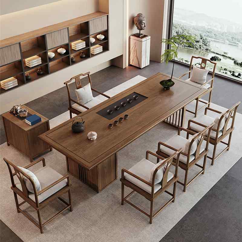 新中式茶桌椅组合一桌五椅禅意客厅泡茶桌烧水壶一体嵌入式办公室,住宅家具,家用茶台/茶桌,淘宝优惠券,粉丝福利购,淘宝优惠卷