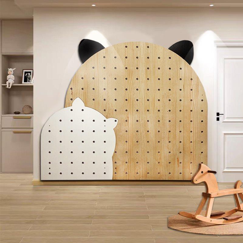 发实木洞洞板造型幼儿园儿童房玄关墙面入户隔板收纳架墙壁展示架
