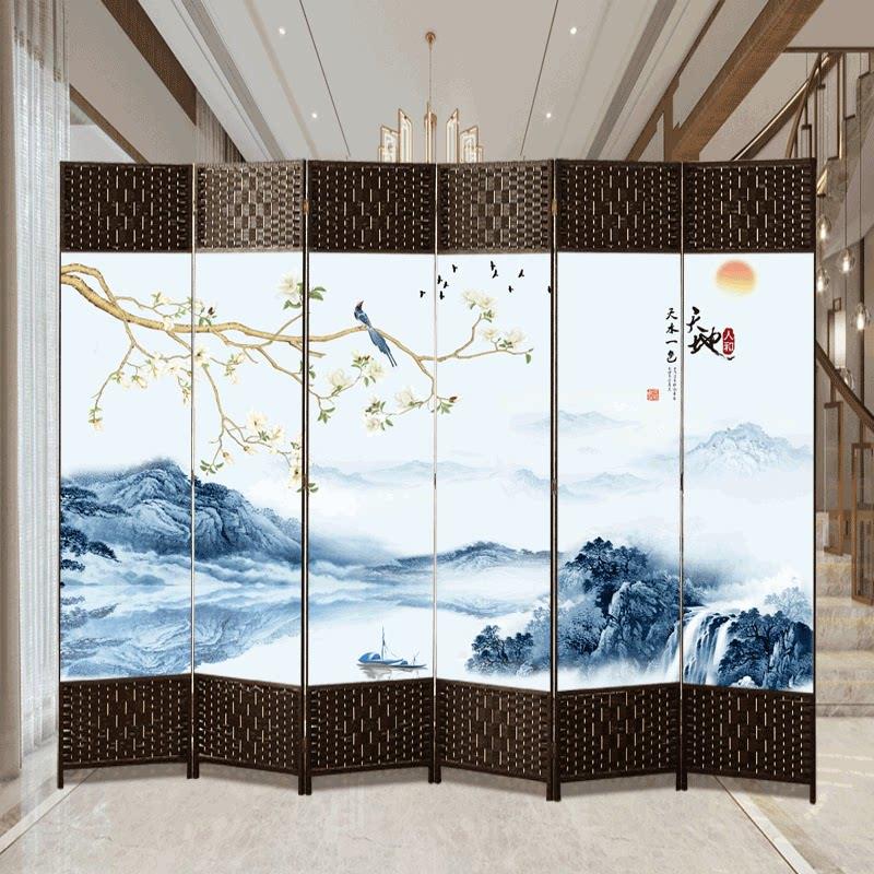 简约屏风隔断客厅卧室可折叠移动新中式布艺装饰玄关进门遮挡家用