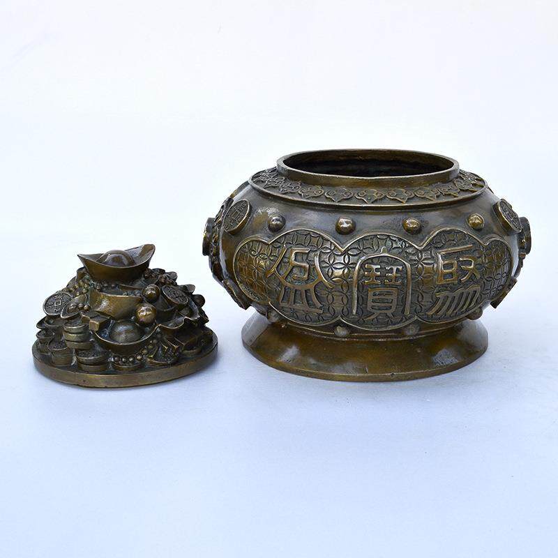 纯铜金属工艺品商务家居铜质聚宝盆工艺摆件