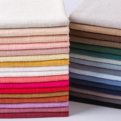 Soft Thin Linen Cotton Fabric Solid Color Organic Material P