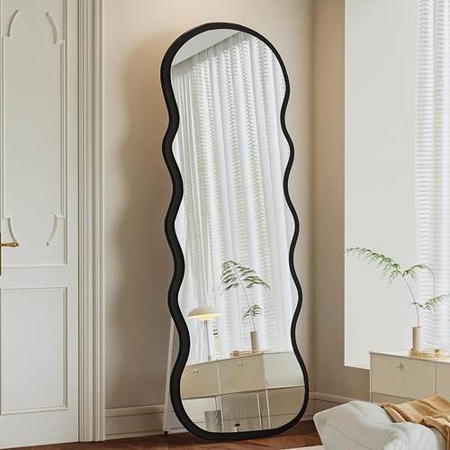 中古网红波浪全身家用地镜墙女生卧镜室贴墙挂落穿衣镜HNM试衣大