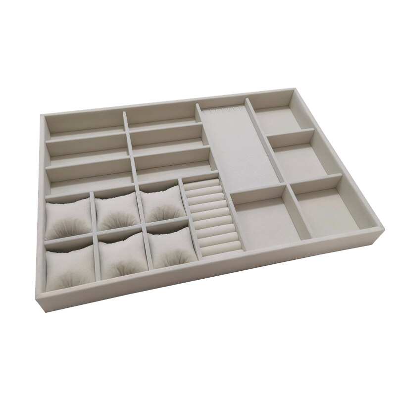 定制抽屉首饰收纳盒衣柜衣帽间绒布丝绒皮革首饰品内置收纳分隔板