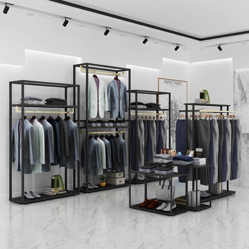 服装店展示架双层挂衣架女装店货架专用落地式陈列架衣服架不掉漆图片