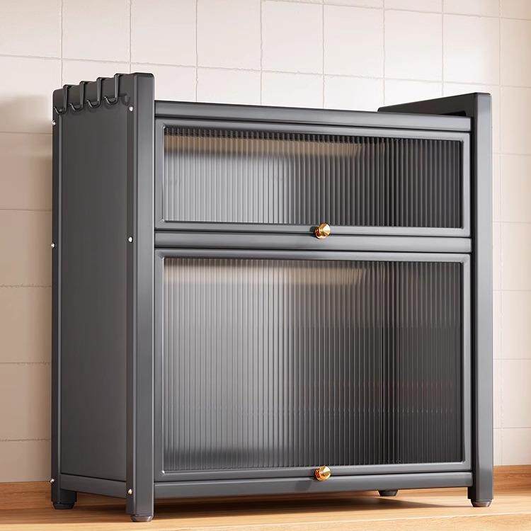 芙蕾米带门厨房置物架放油盐酱醋调味收纳盒家用多功能防尘调料品置物架床笠拉车