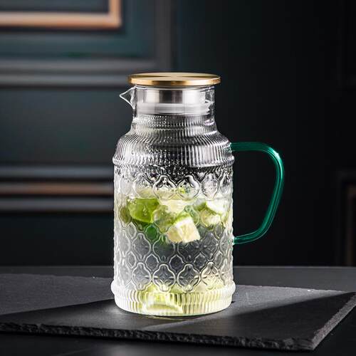 海棠花凉水壶玻璃耐高温凉茶壶家用装水容器客厅大容量冷水壶