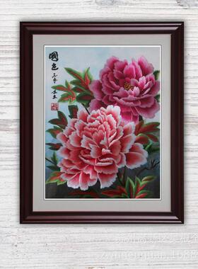 新款直销苏绣带框成品客厅卧室挂画装饰工艺品苏州手工刺绣画牡丹