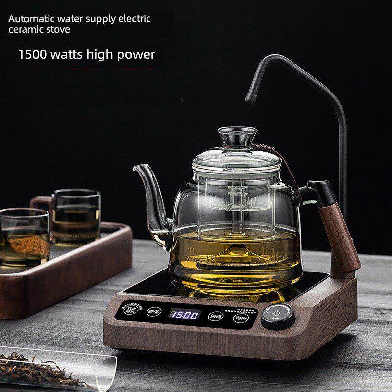 茶总馆自动供水电热陶瓷烧水炉电热制茶炉迷你抽吸保温玻璃铁锅