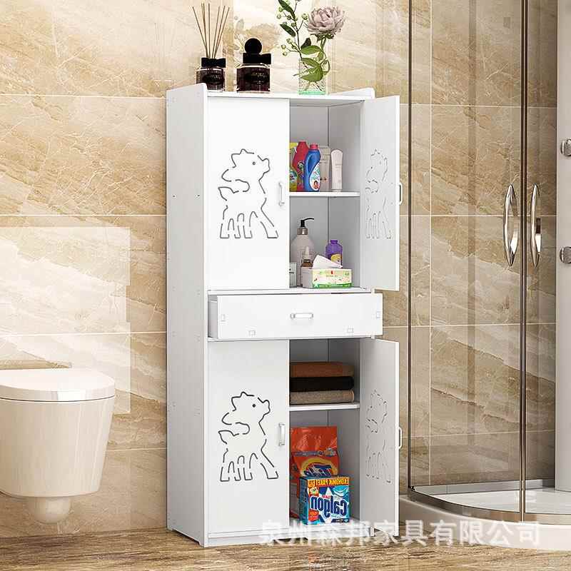 洗屉手间夹缝边柜收OWA间纳柜带门多带抽洗漱台卫生旁浴室场景