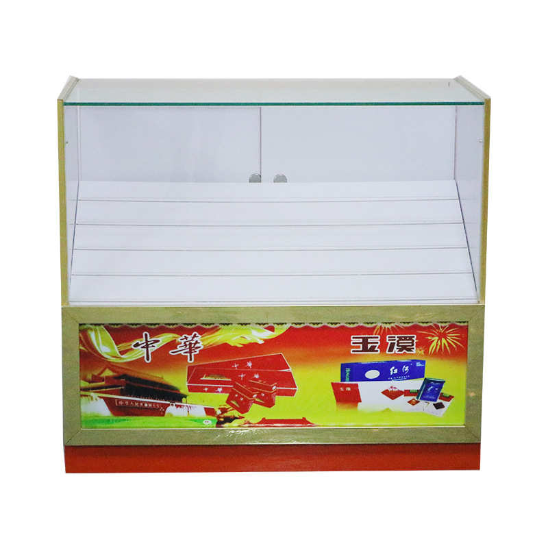 烟柜展示柜 商店便利店玻璃烟柜收银台木制透明展柜