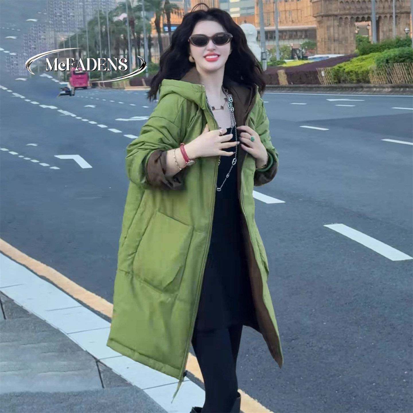 香港时尚气质棉服女冬季款高级感宽松连帽保暖厚款双面穿棉衣外套