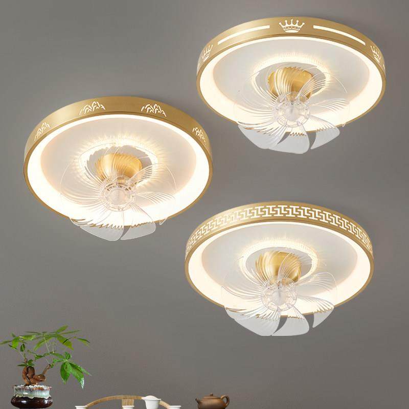 全铜卧室风扇灯360度摇头餐厅新款吸顶简约客厅儿童房电风扇吊扇