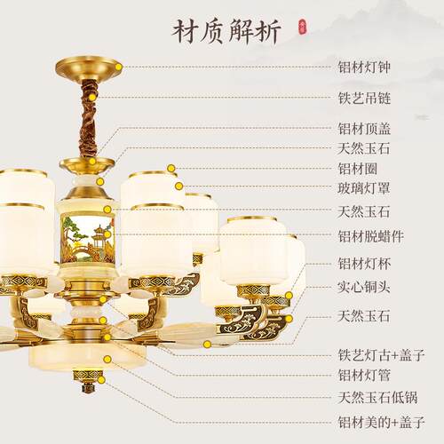 复式楼厅吊灯大厅543主新中灯式枝形吊灯中国厅风餐灯客卧室全屋