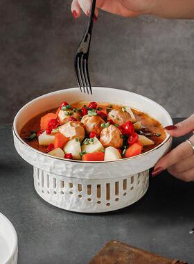 陶DXC菜瓷明炉家用酒店农纹家乐土家烛加热岩石蜡高颜值餐具保温