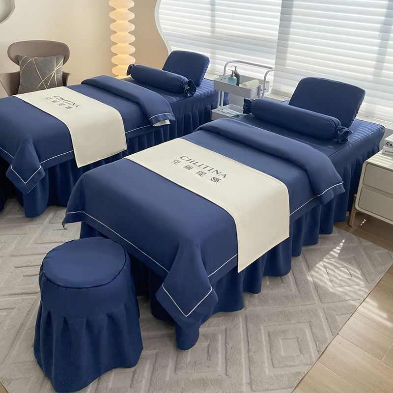 头新款通用四季红棉美容四美容院按摩洞2024疗床罩带件套麻床单网