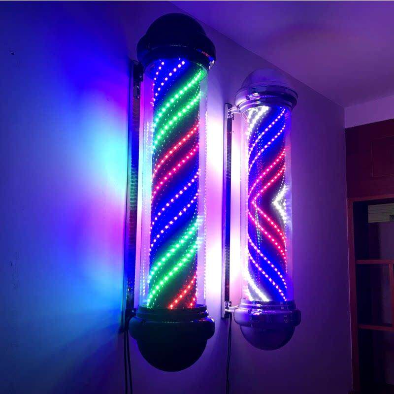 美发转灯理髲店专用LED圆形广告灯壁挂覆古户外挂墙防水发廊灯箱