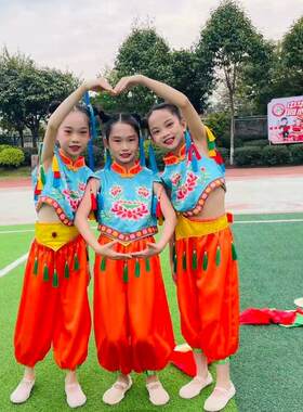 新年儿童太平鼓韵金丰喜庆开场舞演出服少儿舞蹈表演服吉祥小福娃