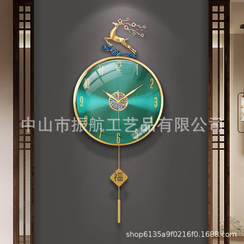 新中术式铜钟RIK表挂钟客厅家用时高尚2024款端大气艺摆钟时黄钟