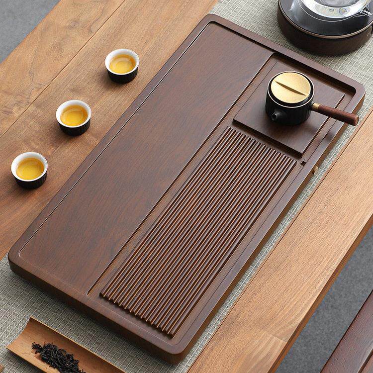 爆款功夫茶盘排储水带托盘沥水盒小茶台办公家用抽屉式竹茶具茶海